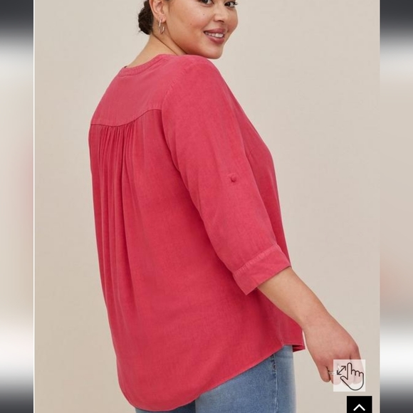 Plus Size 6X New Torrid Harper Challis Button-Front 3/4 Sleeve Blouse shirt top - Picture 3 of 6